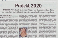 Zeitungsausschnitt „Projekt 2020“ mit Porträtfoto von Petra Paule